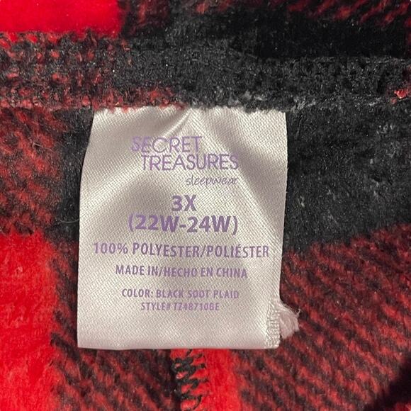 SECRET TREASURES SLEEPWEAR Buffalo Plaid CHRISTMAS LOUNGS Pants Red Black 3X - Picture 4 of 4
